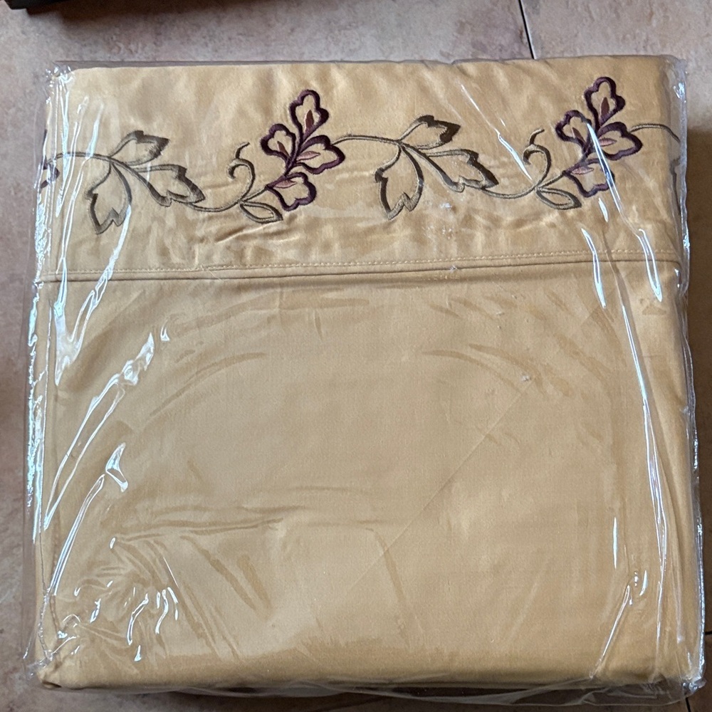 Embroidered Tan Pillowcase